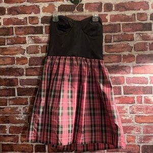 NWT strapless plaid dress